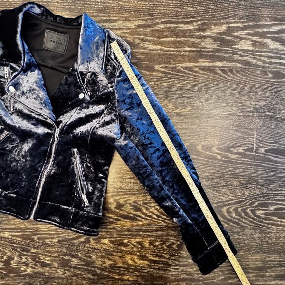 BLANKNYC Moto Jacket Women L Black Crushed Velvet Biker Zip Pocket Streetwear - Picture 11 of 14